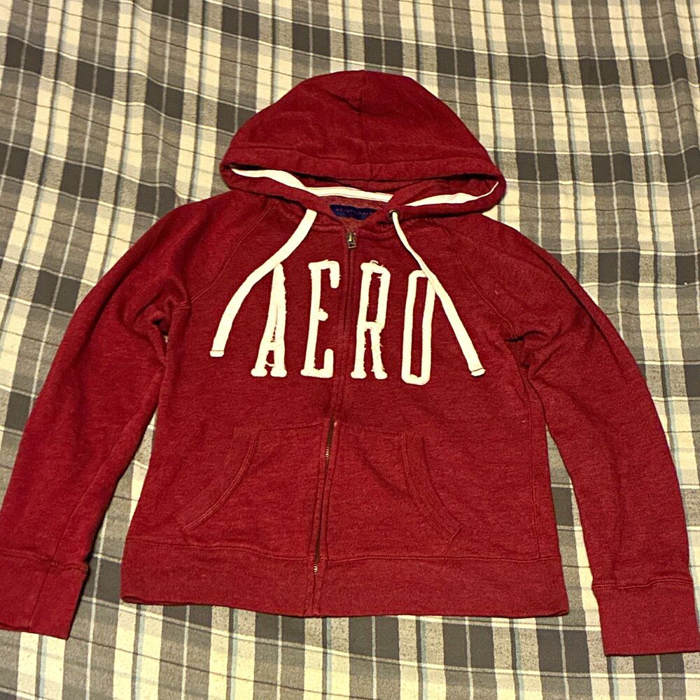 Aéropostale Women’s Fleece Cotton Blend Full Zip Hoodie Red Size M